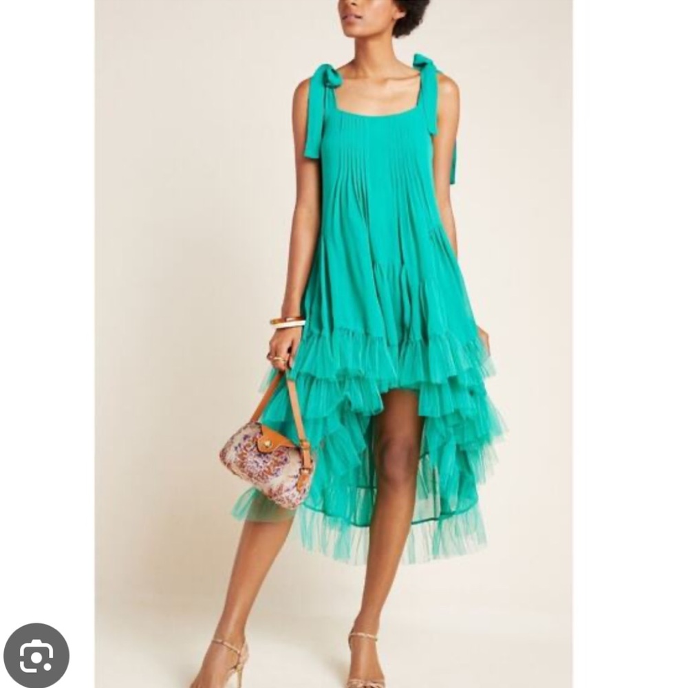 Cynthia Rowley Emerald Tiered Tulle Dress